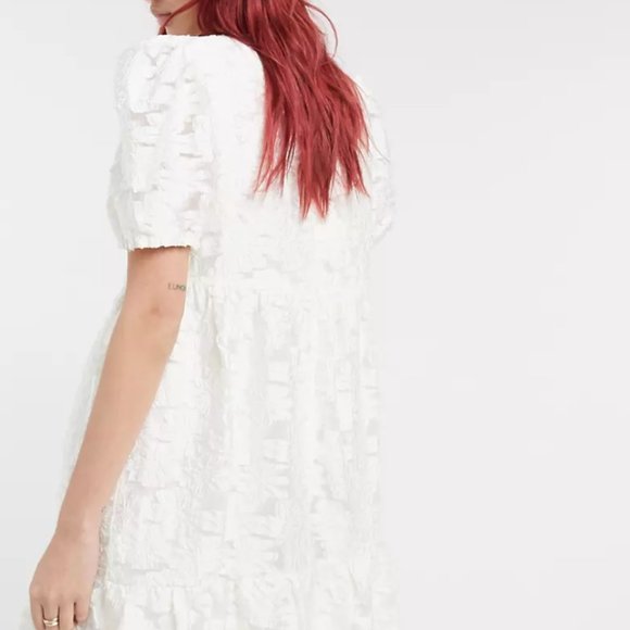 & Other Stories Puff Sleeve Jacquard Mini Dress - Picture 3 of 8